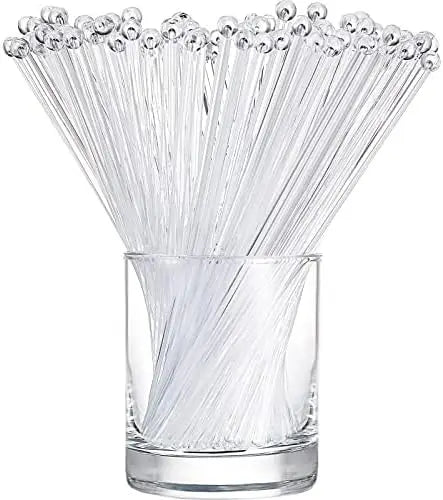 50 Counts Gold Glitter Plastic Swizzle Sticks, Crystal Cake Pops, Cocktail Coffee Drink Stirrers, 7.24 Inch