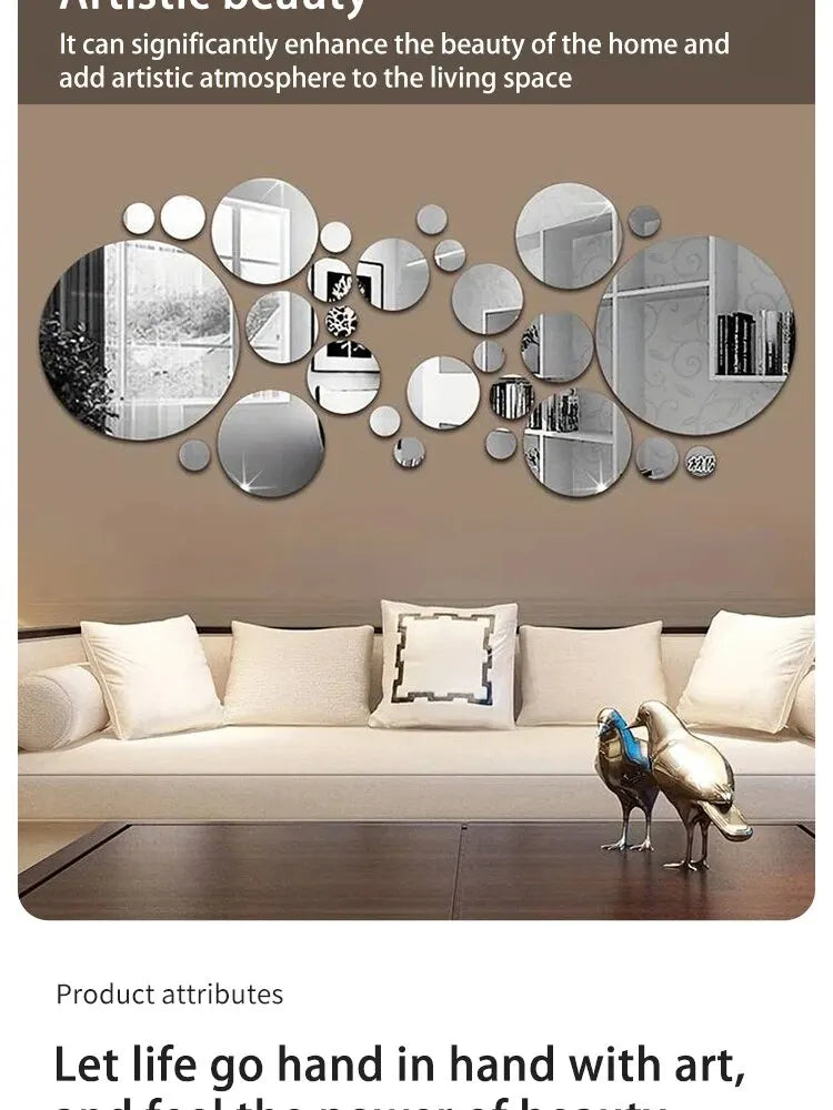 26 PCs 3D Acrylic Mirror Wall Sticker