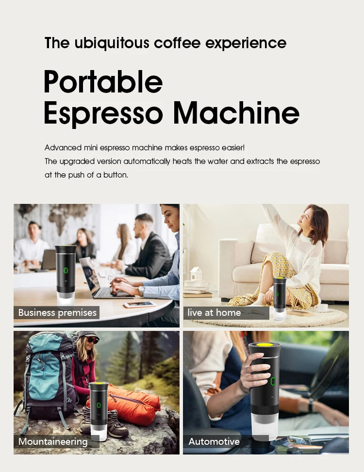 Wireless Electric Portable Espresso Coffee Machine for Car & Home, Camping Coffee