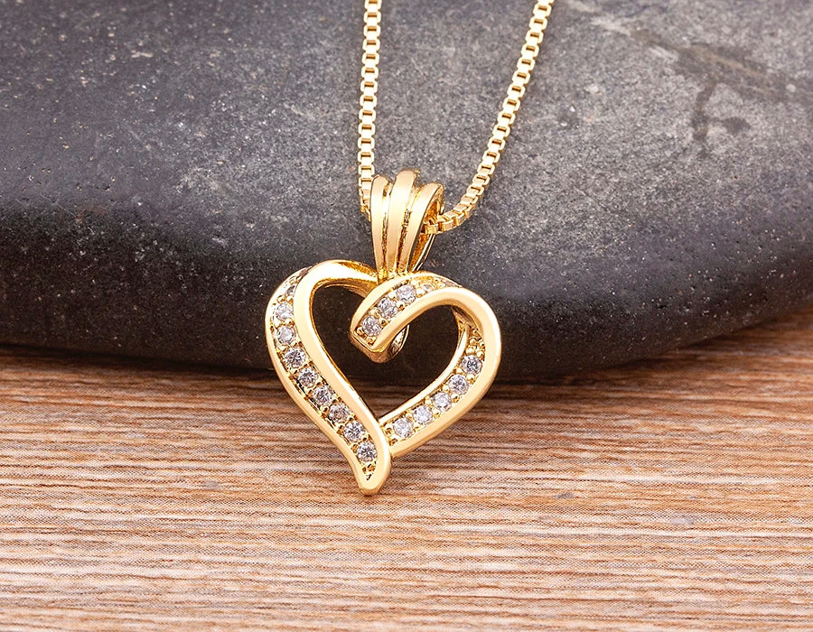 Spiral Design Heart Pendant Necklace for Women