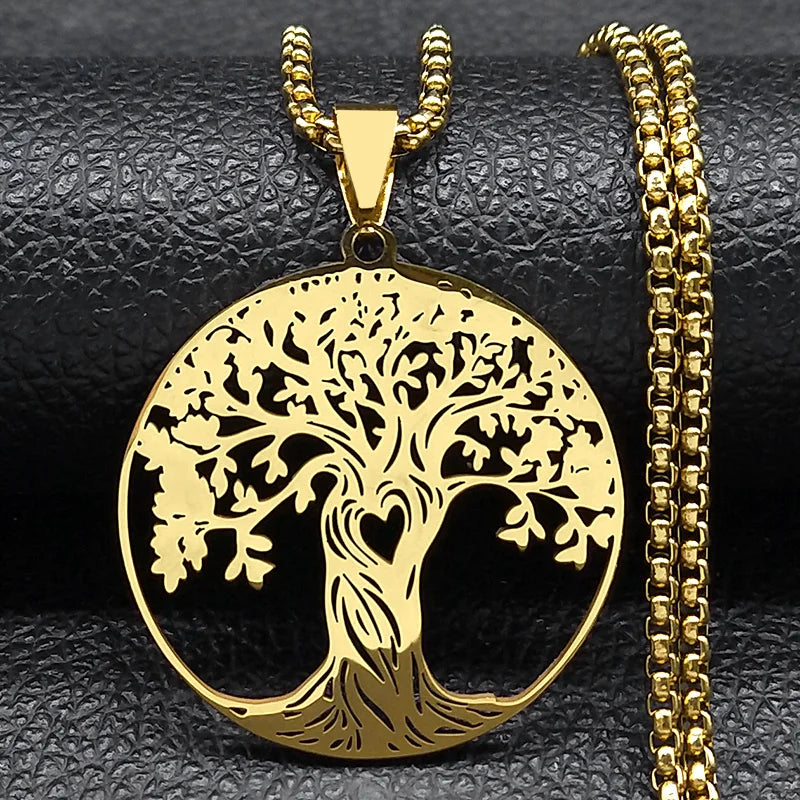 Aesthetic Tree of Life Love Heart Necklace