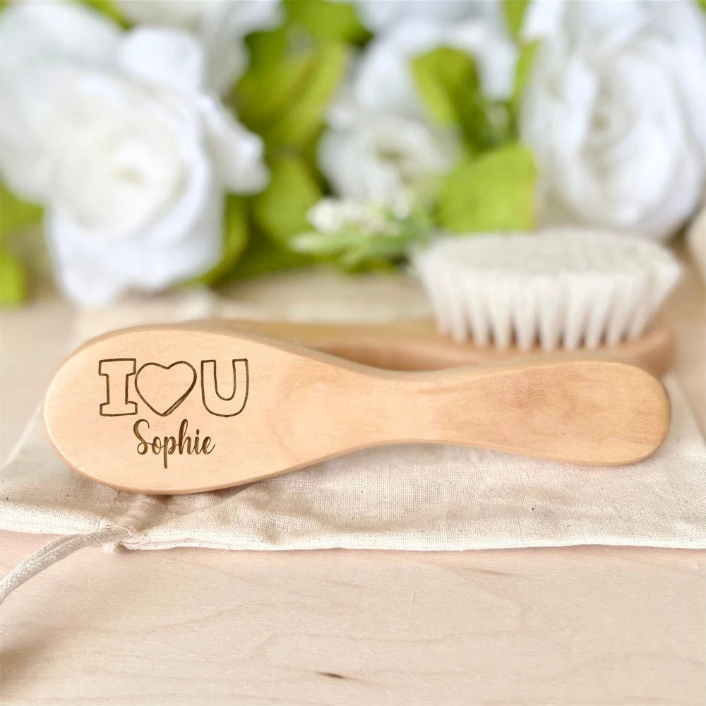 Personalized Baby Hairbrushes Custom Name Wooden Hairbrush