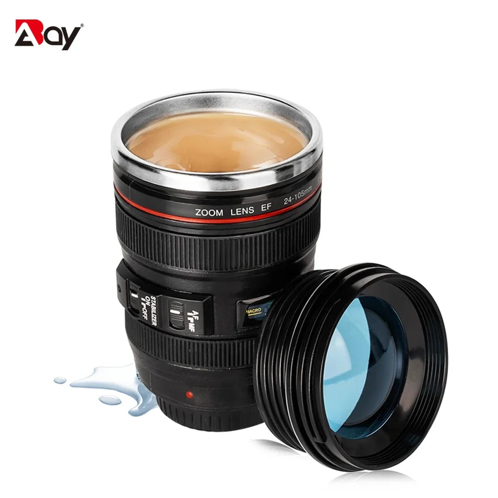 Coffee Cup Thermal Mug Camera Lens Coffee or Water Bottle Tumbler With Lids