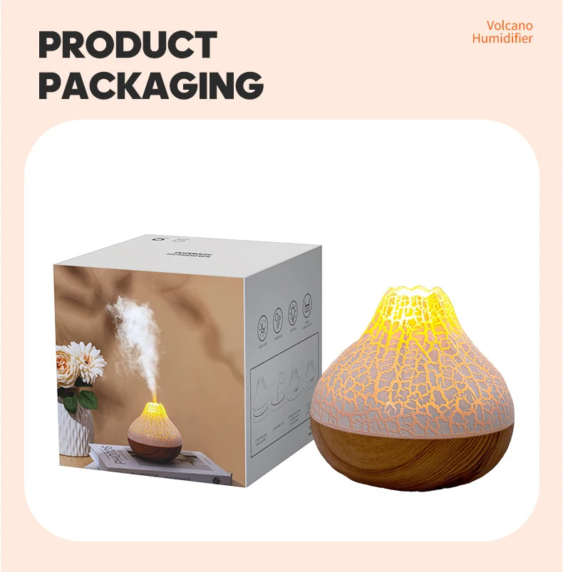 300ml Volcano Air Humidifier Desktop Electric USB Humidifier Air Freshener With 7 Colors Night