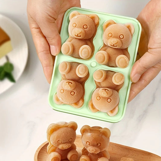 1pc Cute Teddy Bear Ice Cube Tray Flexible Food Grade Silicone mold