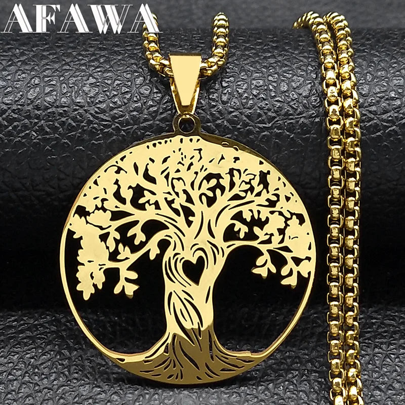 Aesthetic Tree of Life Love Heart Necklace