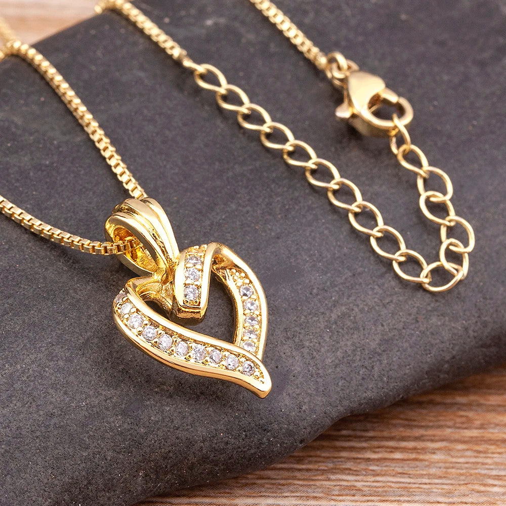 Spiral Design Heart Pendant Necklace for Women