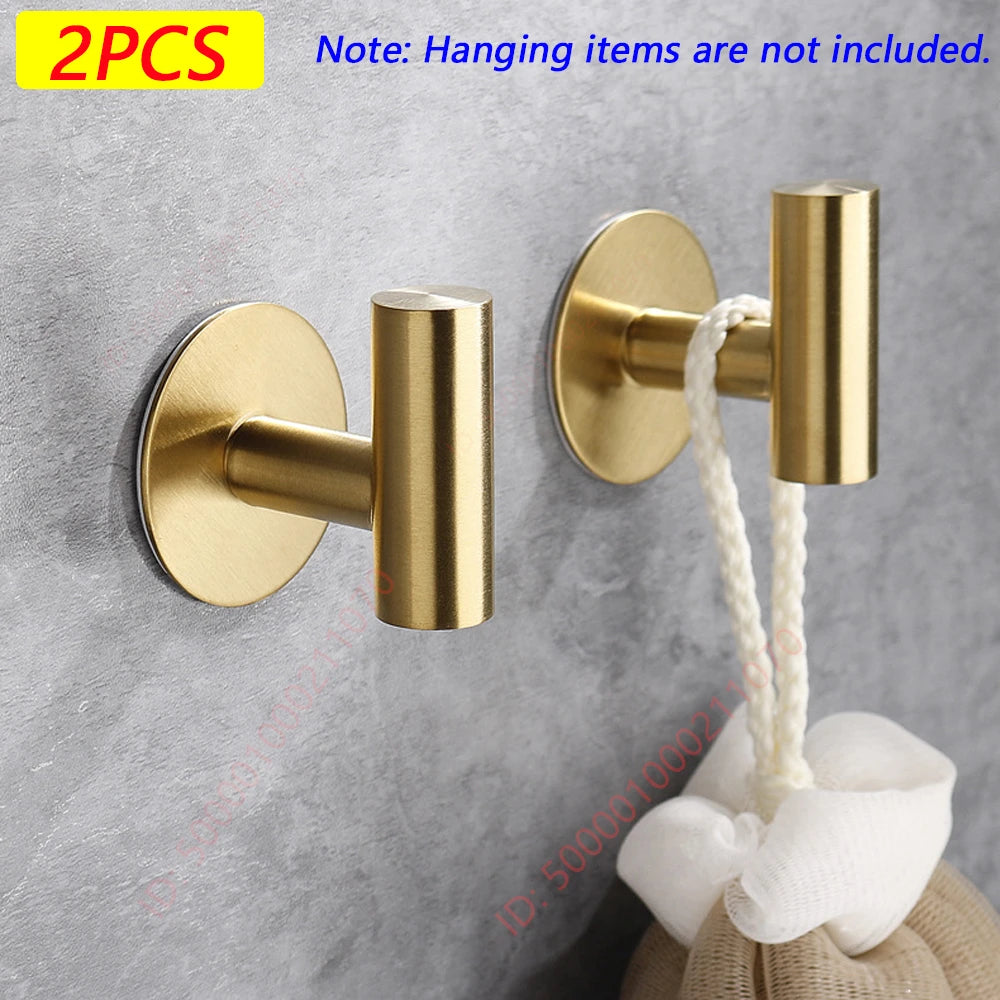 1/2PCS Adhesive Wall Hook Stainless Steel Robe Hooks