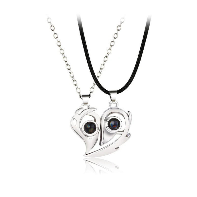 Quality Couple Pendant Necklace Electrocardiogram, Magnetic Heart