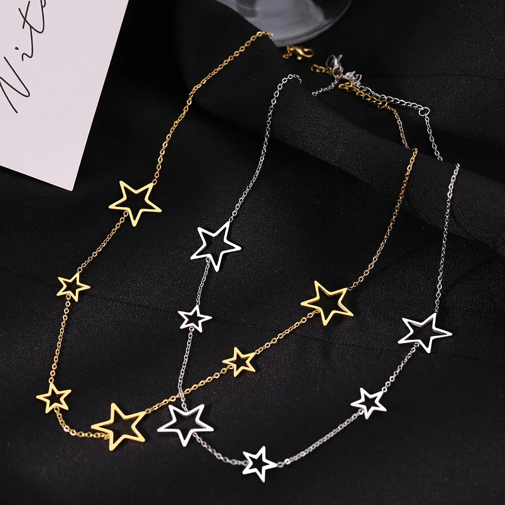 Short Star Necklace Eye Catching Designer Brand Name Necklace High Quality Silver Metal Star Shape Short Necklaces for Women