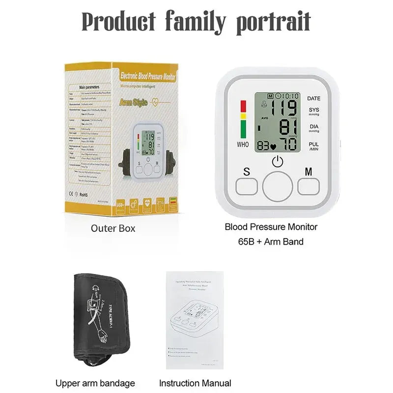 Medical Digital Arm BP Blood Pressure Automatic monitor, Heart Rate Pulse Meter Oximeter