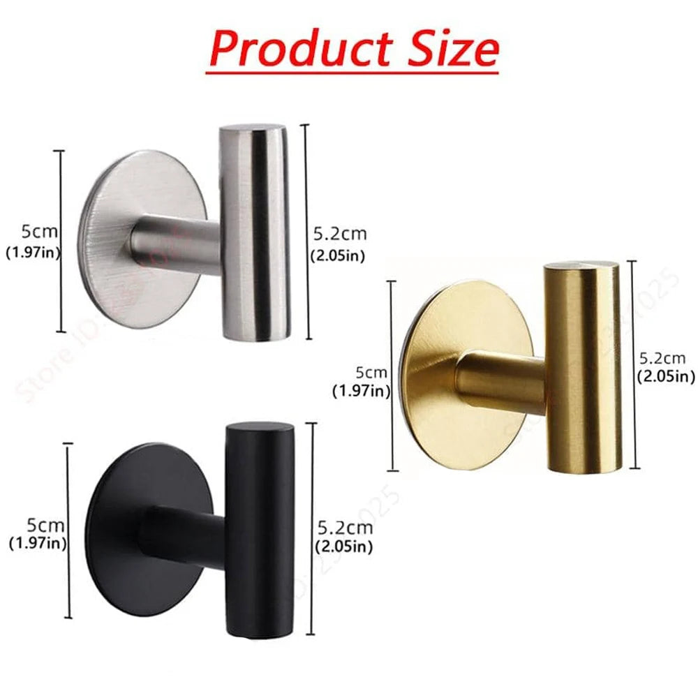 1/2PCS Adhesive Wall Hook Stainless Steel Robe Hooks