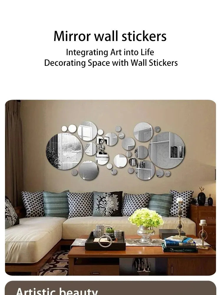 26 PCs 3D Acrylic Mirror Wall Sticker