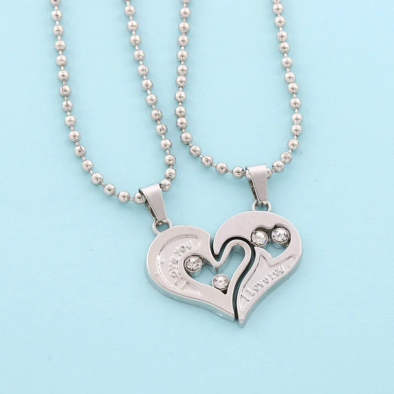 Quality Couple Pendant Necklace Electrocardiogram, Magnetic Heart