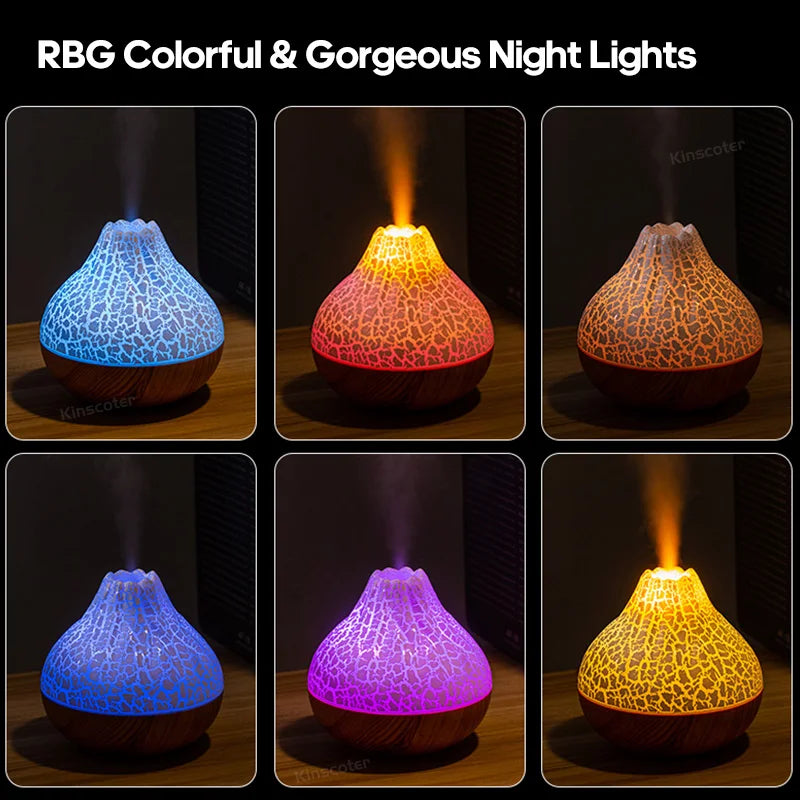 300ml Volcano Air Humidifier Desktop Electric USB Humidifier Air Freshener With 7 Colors Night