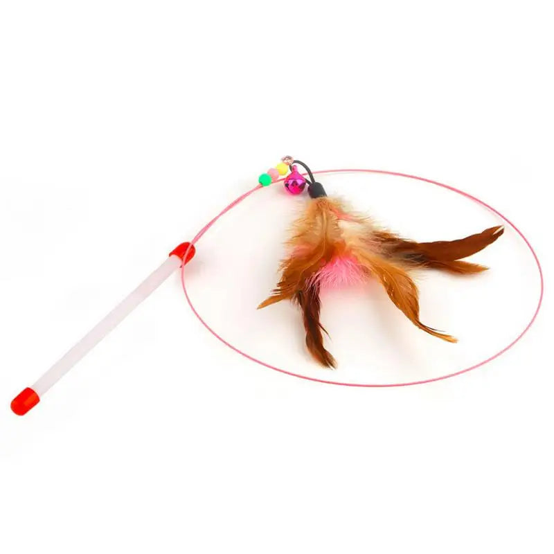 1pc Cat Toy Stick Feather Wand with Bell Mouse Cage Toys Random Color