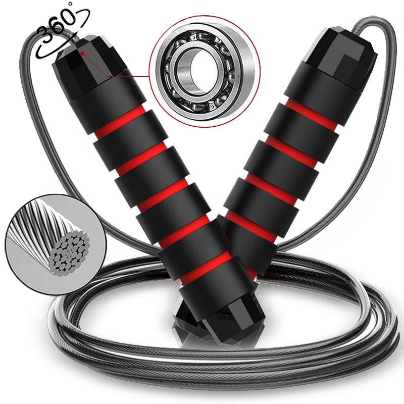 Ball Bearings Adjustable Tangle-Free Speed Wire Jump Rope with Foam Handles