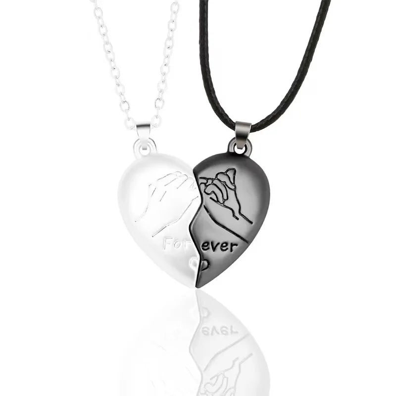 Quality Couple Pendant Necklace Electrocardiogram, Magnetic Heart