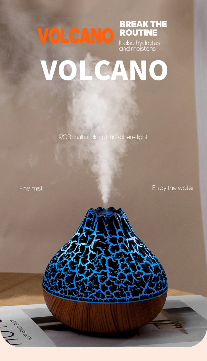 300ml Volcano Air Humidifier Desktop Electric USB Humidifier Air Freshener With 7 Colors Night