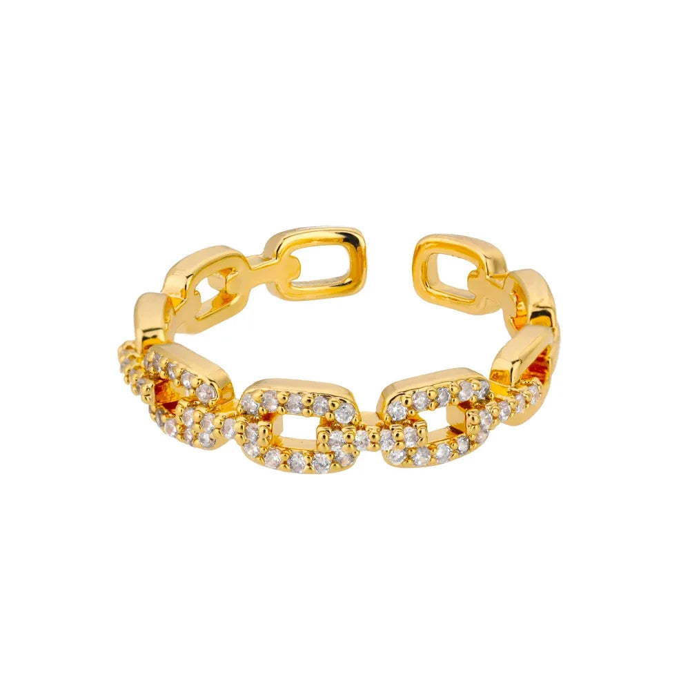 Beautiful Zircon Twist Chain Ring