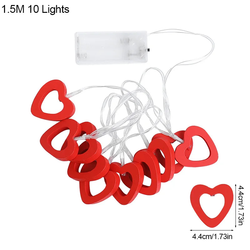 10 LED Love Heart String Lights